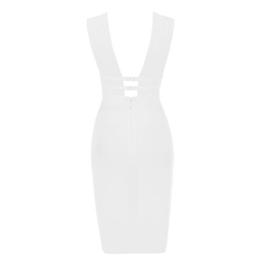 ANICAMA Womens Sleeveless Deep Plunge V Neck Bandage Party Dress