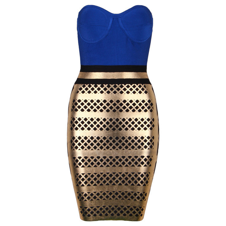 Bandeau stitching skinny bag hip stretch dress