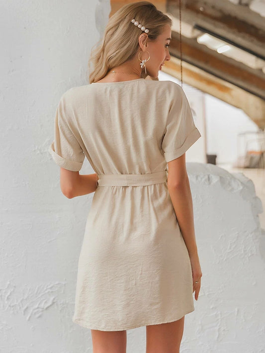 Bat sleeve V-neck dress