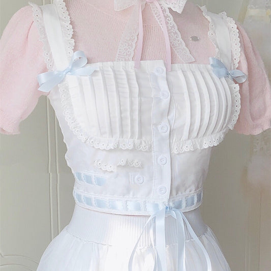 Women's Fashion Ribbon Ties Bow Embroidery Bralette Top