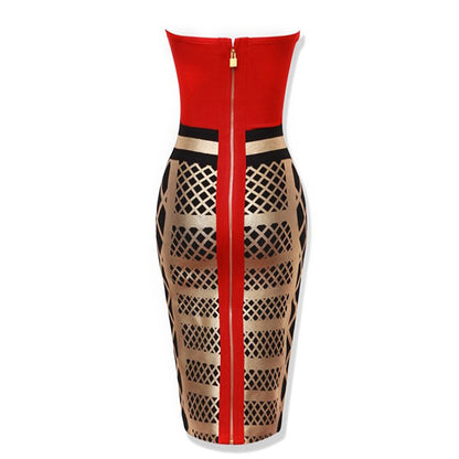 Bandeau stitching skinny bag hip stretch dress