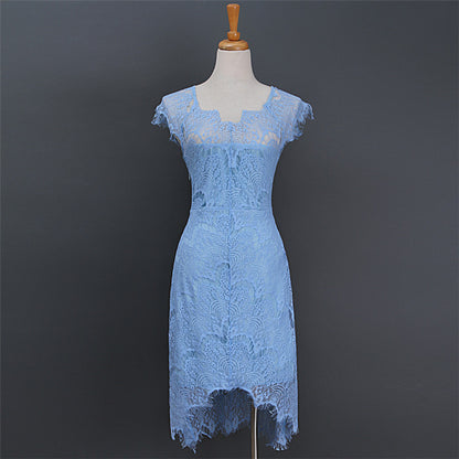 Asymmetrical hem cutout lace petticoat dress