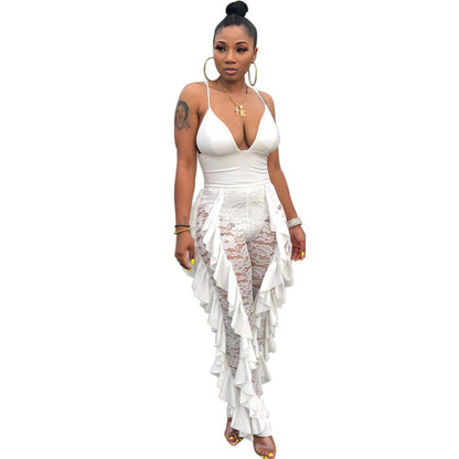 V-neck fungus jumpsuit