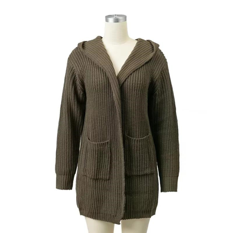 Adjustable size hooded loose double pocket back split straps women's sweater sweater