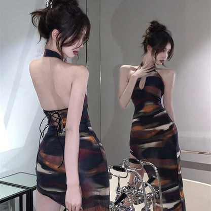 Backless Women's Cutout Sleeveless Halterneck Slim Dress