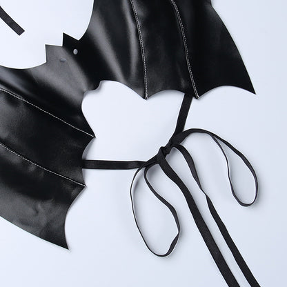 Bat Leather Halterneck Halter Lace-up Top