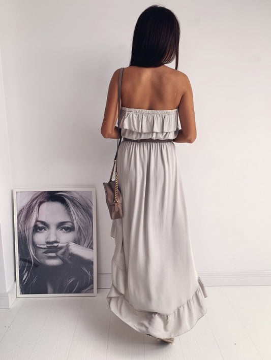 Bandeau waist solid color dress