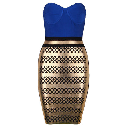 Bandeau stitching skinny bag hip stretch dress
