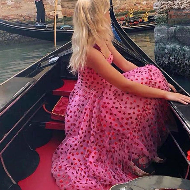 Bandeau waist and big swing love polka dot dress