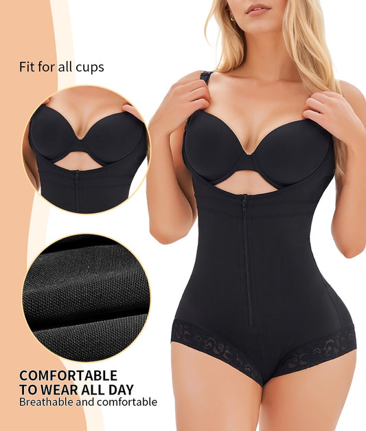 Women's Fajas Colombianas Shapewear For Women Postpartum Tummy Control Bodysuit Full Body Shaper For Women Body Butt Lifter Panties Zipper Straps Thong Bodysuit
