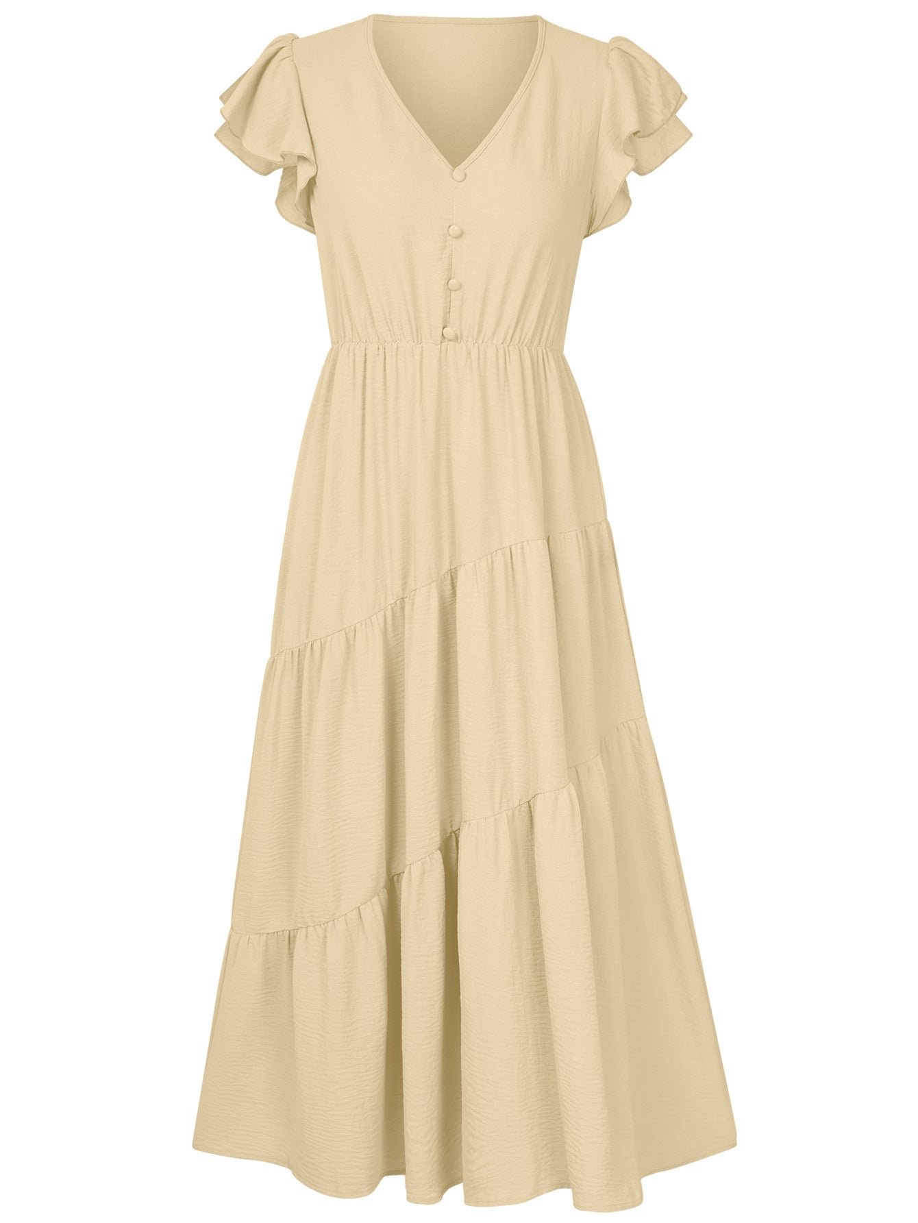 European And American V-neck V-neck Ruffle Layered Dress