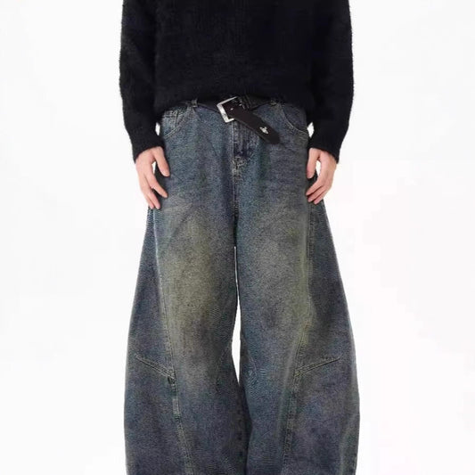 American Retro Distressed Deconstructed Washed Machete Jeans For Men And Women